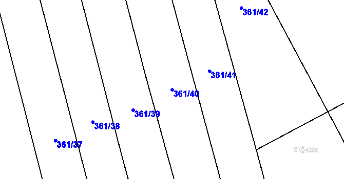 Parcela st. 361/40 v KÚ Bohumilice, Katastrální mapa