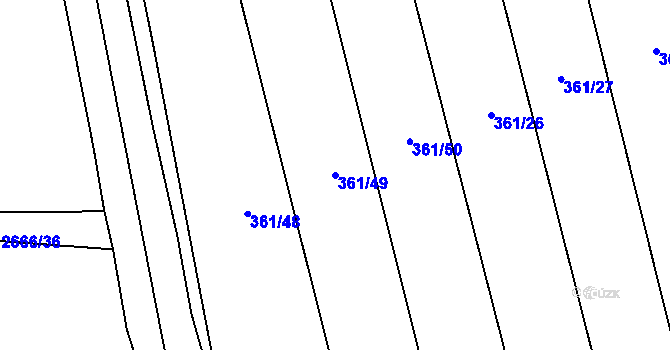 Parcela st. 361/49 v KÚ Bohumilice, Katastrální mapa