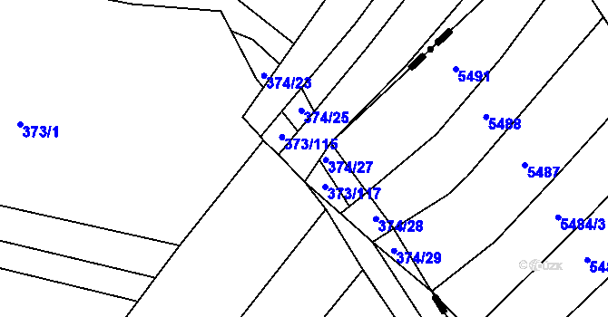 Parcela st. 373/116 v KÚ Bohumilice, Katastrální mapa