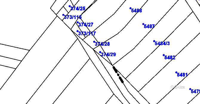 Parcela st. 374/29 v KÚ Bohumilice, Katastrální mapa