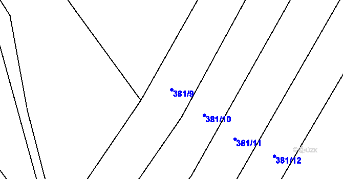 Parcela st. 381/9 v KÚ Bohumilice, Katastrální mapa