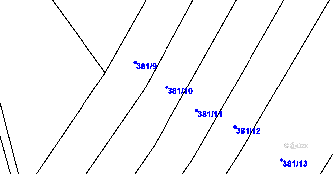 Parcela st. 381/10 v KÚ Bohumilice, Katastrální mapa
