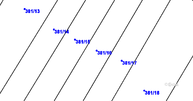Parcela st. 381/16 v KÚ Bohumilice, Katastrální mapa