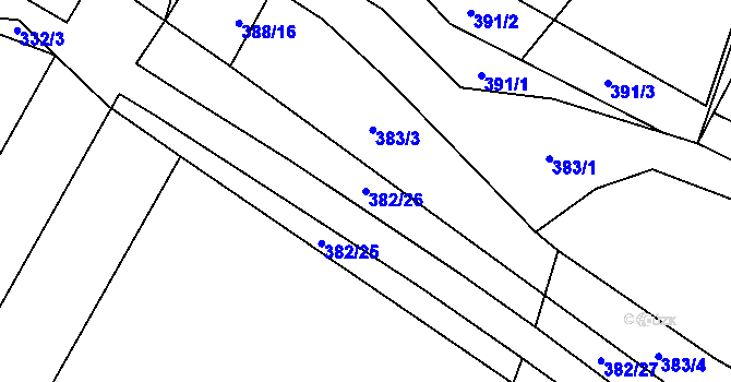 Parcela st. 382/26 v KÚ Bohumilice, Katastrální mapa