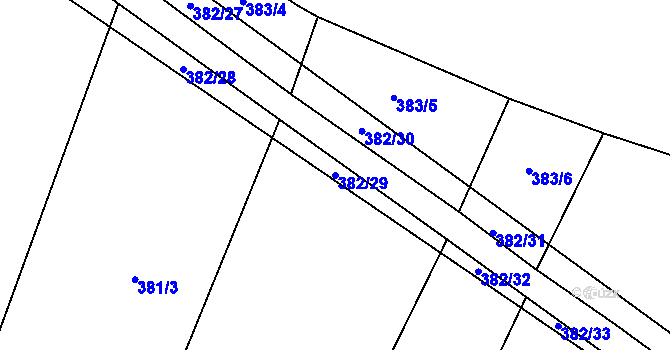 Parcela st. 382/29 v KÚ Bohumilice, Katastrální mapa