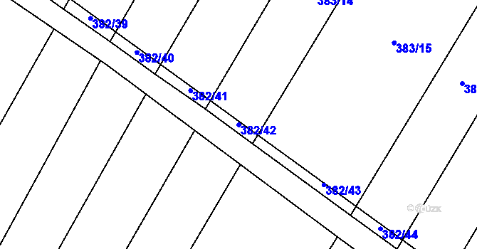 Parcela st. 382/42 v KÚ Bohumilice, Katastrální mapa