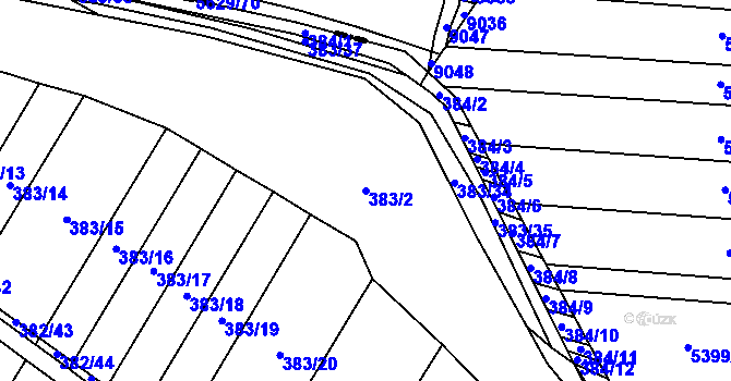 Parcela st. 383/2 v KÚ Bohumilice, Katastrální mapa