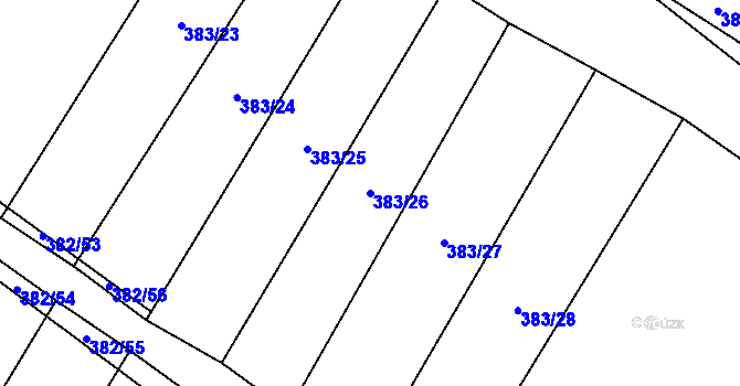 Parcela st. 383/26 v KÚ Bohumilice, Katastrální mapa