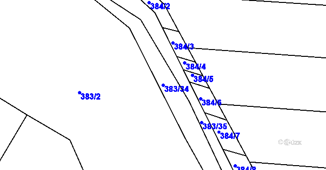 Parcela st. 383/34 v KÚ Bohumilice, Katastrální mapa