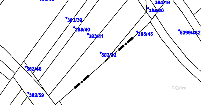 Parcela st. 383/42 v KÚ Bohumilice, Katastrální mapa