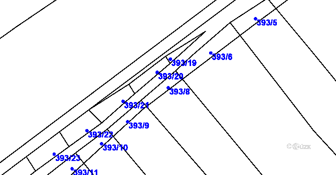 Parcela st. 393/8 v KÚ Bohumilice, Katastrální mapa