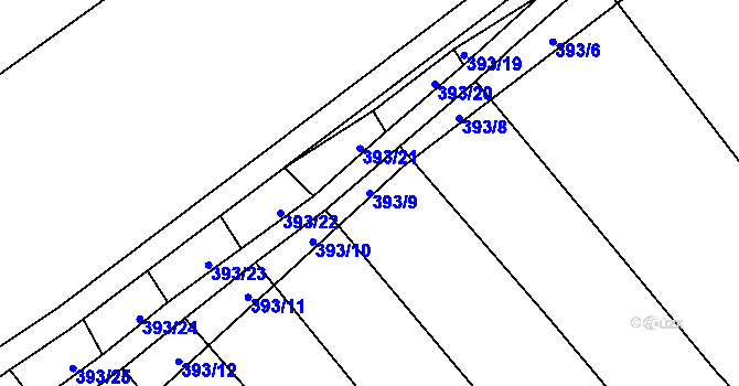 Parcela st. 393/9 v KÚ Bohumilice, Katastrální mapa