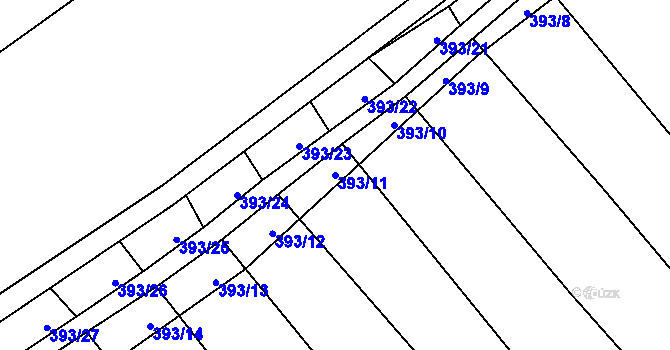 Parcela st. 393/11 v KÚ Bohumilice, Katastrální mapa