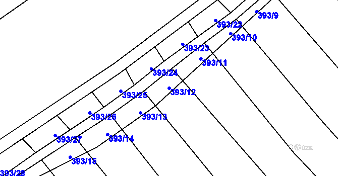 Parcela st. 393/12 v KÚ Bohumilice, Katastrální mapa