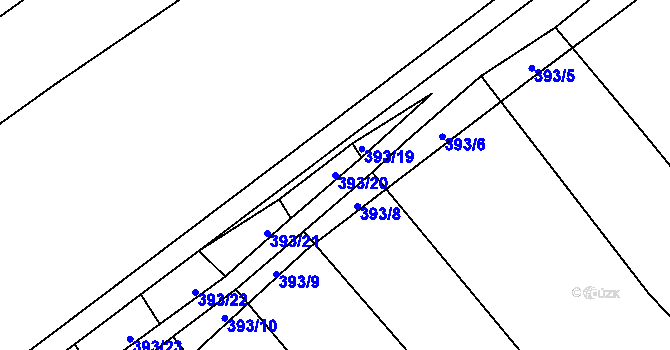 Parcela st. 393/20 v KÚ Bohumilice, Katastrální mapa
