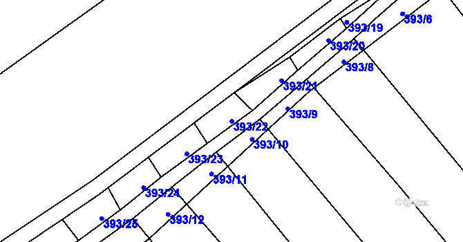 Parcela st. 393/22 v KÚ Bohumilice, Katastrální mapa