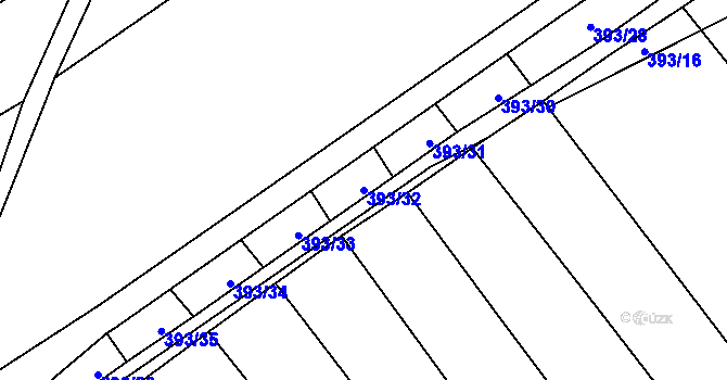 Parcela st. 393/32 v KÚ Bohumilice, Katastrální mapa