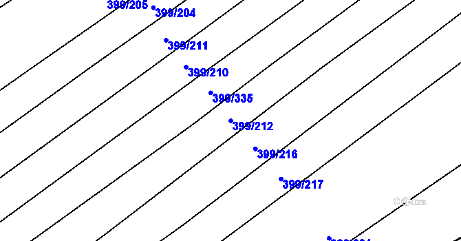 Parcela st. 399/212 v KÚ Bohumilice, Katastrální mapa