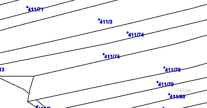 Parcela st. 411/75 v KÚ Bohumilice, Katastrální mapa