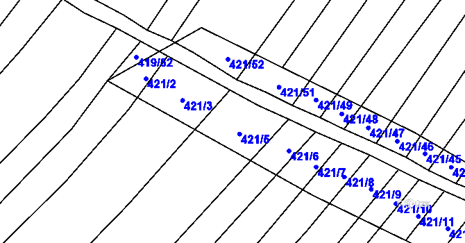 Parcela st. 421/4 v KÚ Bohumilice, Katastrální mapa