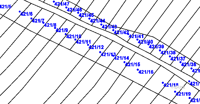 Parcela st. 421/13 v KÚ Bohumilice, Katastrální mapa