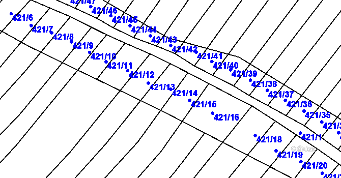 Parcela st. 421/14 v KÚ Bohumilice, Katastrální mapa