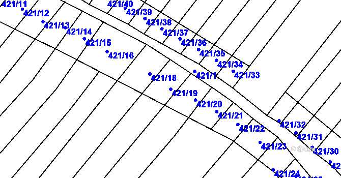 Parcela st. 421/19 v KÚ Bohumilice, Katastrální mapa