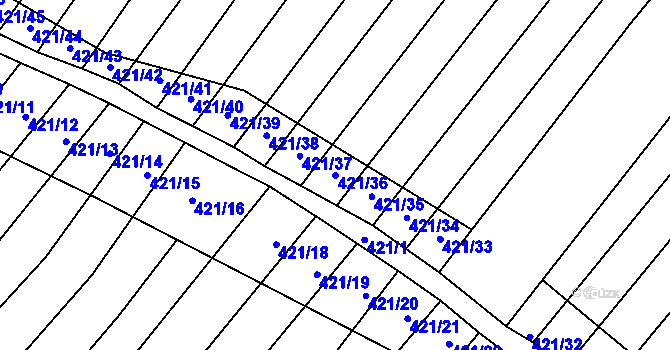 Parcela st. 421/36 v KÚ Bohumilice, Katastrální mapa
