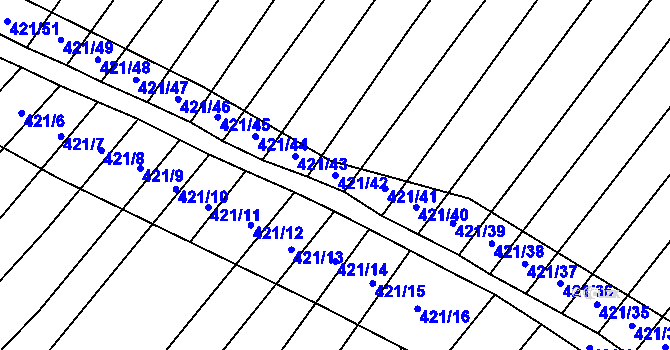Parcela st. 421/42 v KÚ Bohumilice, Katastrální mapa