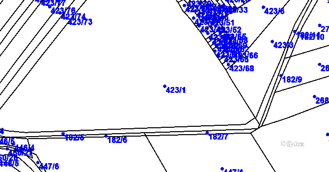 Parcela st. 423/1 v KÚ Bohumilice, Katastrální mapa