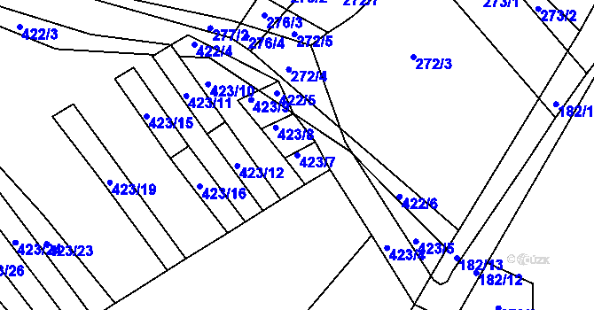 Parcela st. 423/7 v KÚ Bohumilice, Katastrální mapa