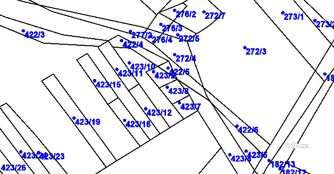 Parcela st. 423/8 v KÚ Bohumilice, Katastrální mapa