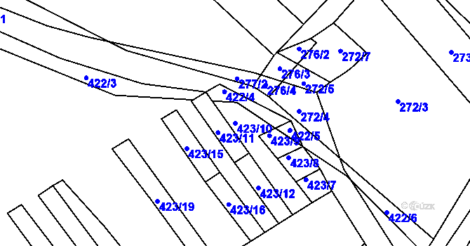 Parcela st. 423/10 v KÚ Bohumilice, Katastrální mapa