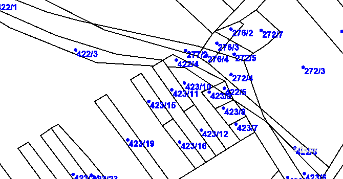 Parcela st. 423/11 v KÚ Bohumilice, Katastrální mapa