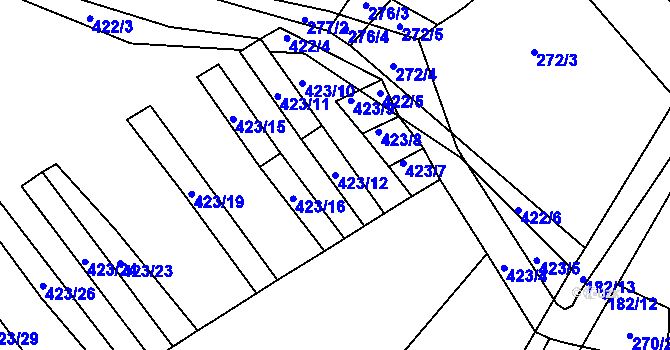 Parcela st. 423/12 v KÚ Bohumilice, Katastrální mapa