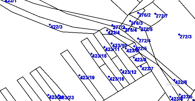Parcela st. 423/13 v KÚ Bohumilice, Katastrální mapa