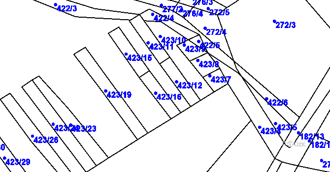 Parcela st. 423/14 v KÚ Bohumilice, Katastrální mapa
