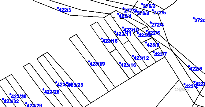 Parcela st. 423/17 v KÚ Bohumilice, Katastrální mapa