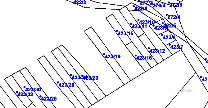 Parcela st. 423/19 v KÚ Bohumilice, Katastrální mapa