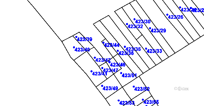 Parcela st. 423/43 v KÚ Bohumilice, Katastrální mapa
