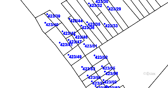 Parcela st. 423/51 v KÚ Bohumilice, Katastrální mapa