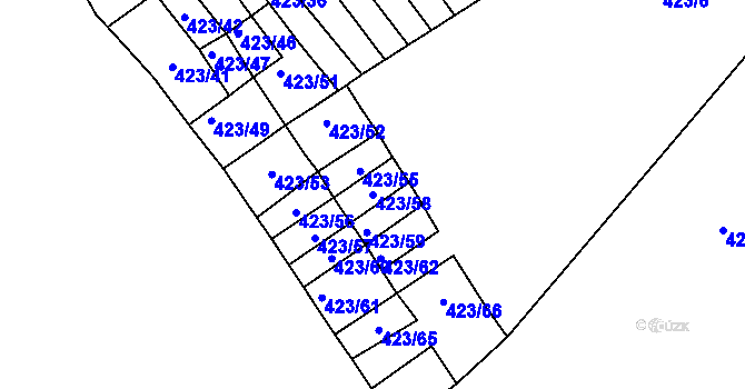 Parcela st. 423/58 v KÚ Bohumilice, Katastrální mapa