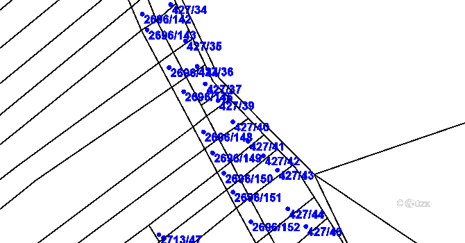 Parcela st. 427/40 v KÚ Bohumilice, Katastrální mapa