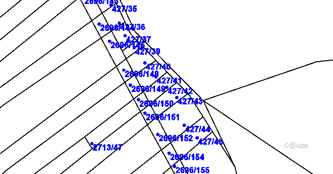 Parcela st. 427/42 v KÚ Bohumilice, Katastrální mapa