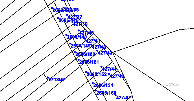 Parcela st. 427/43 v KÚ Bohumilice, Katastrální mapa