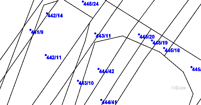 Parcela st. 444/43 v KÚ Bohumilice, Katastrální mapa