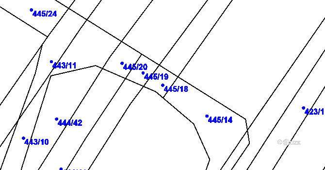 Parcela st. 445/18 v KÚ Bohumilice, Katastrální mapa
