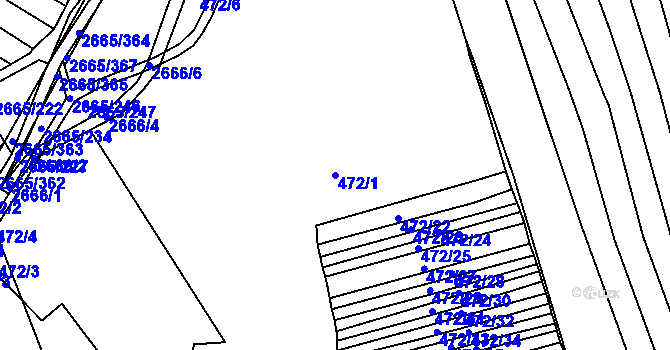 Parcela st. 472/1 v KÚ Bohumilice, Katastrální mapa