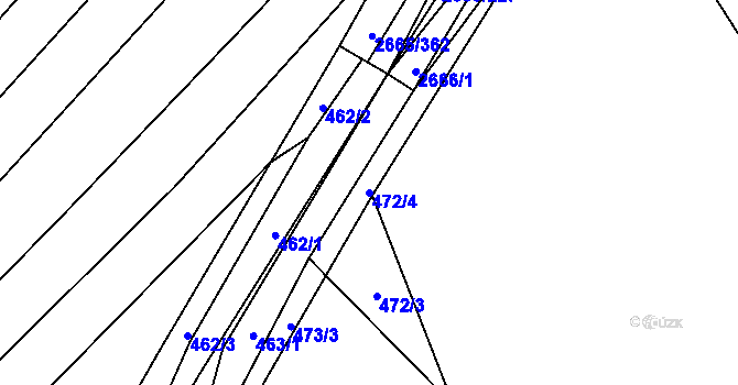 Parcela st. 472/4 v KÚ Bohumilice, Katastrální mapa