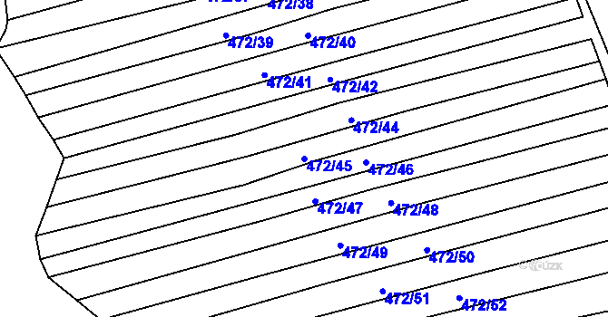 Parcela st. 472/45 v KÚ Bohumilice, Katastrální mapa